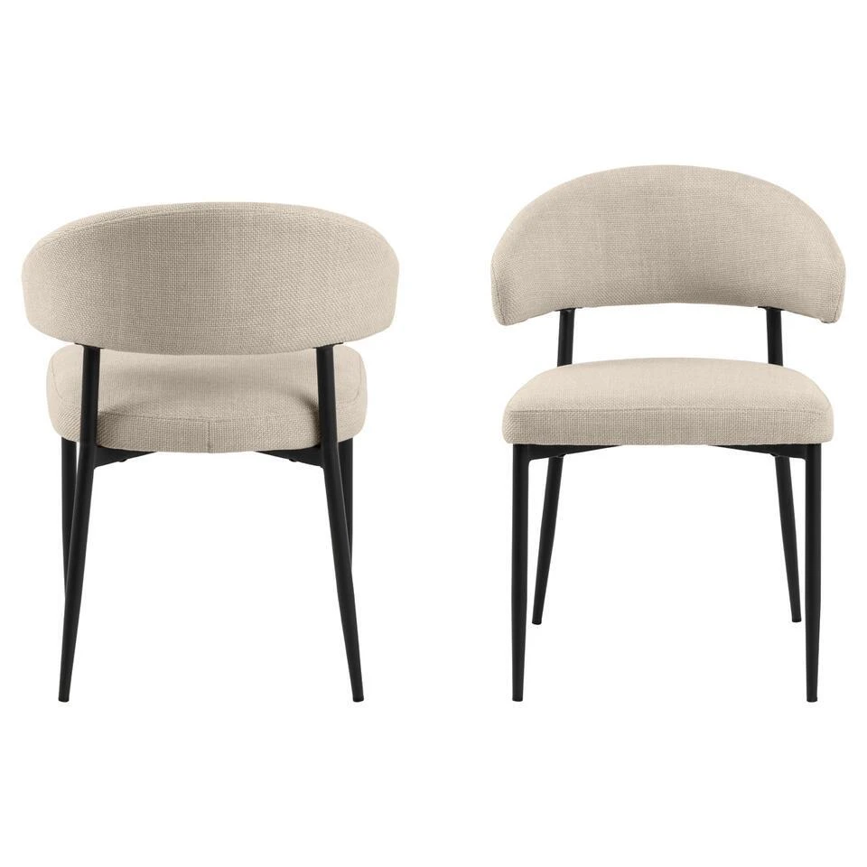 Eetkamerstoel Beige Stof/Metaal - Zithoogte 47,5cm - Catania - Set Van 2 5 Eetkamerstoel Beige Stof/Metaal - Zithoogte 47,5cm - Catania - Set Van 2 - Afbeelding 3