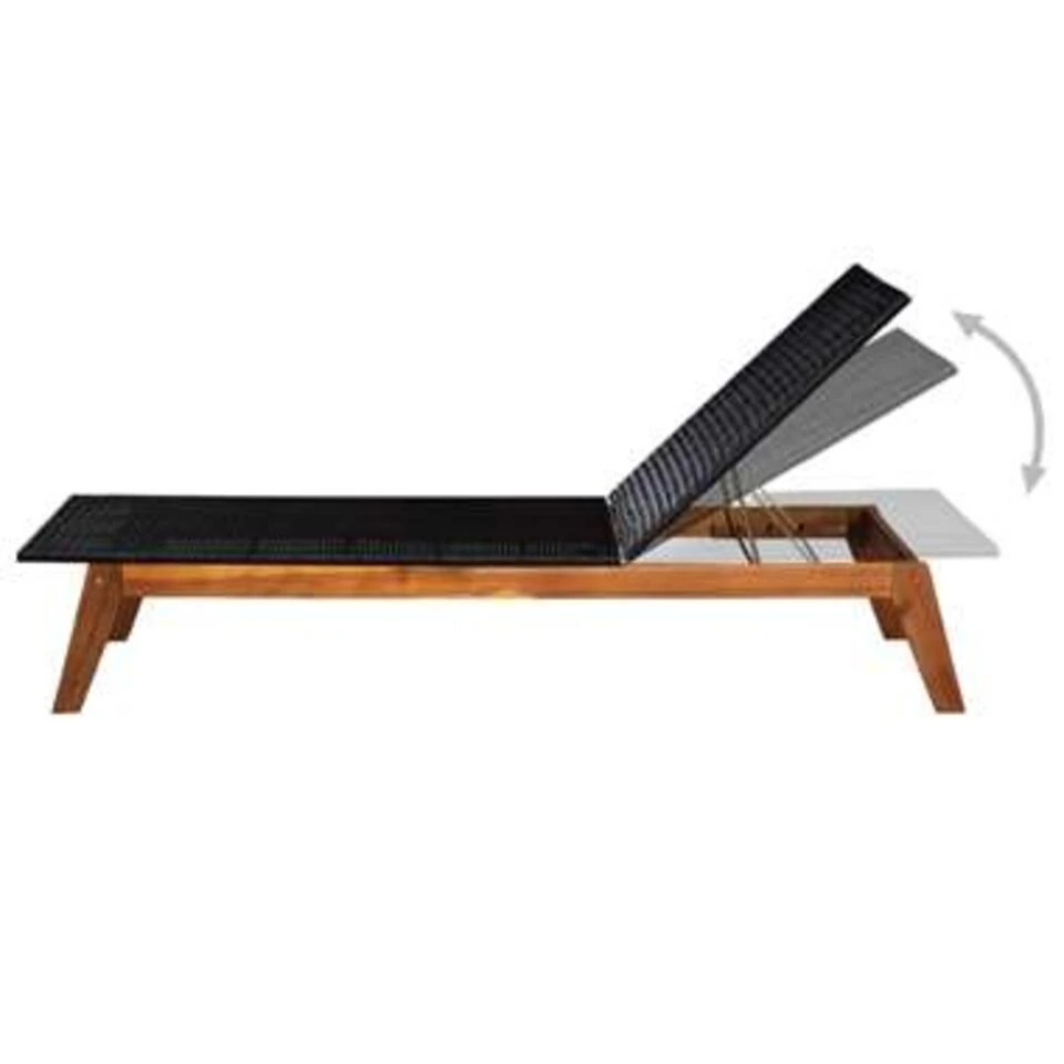 VidaXL Ligbed Poly Rattan En Massief Acaciahout 4 VidaXL Ligbed Poly Rattan En Massief Acaciahout - Afbeelding 2