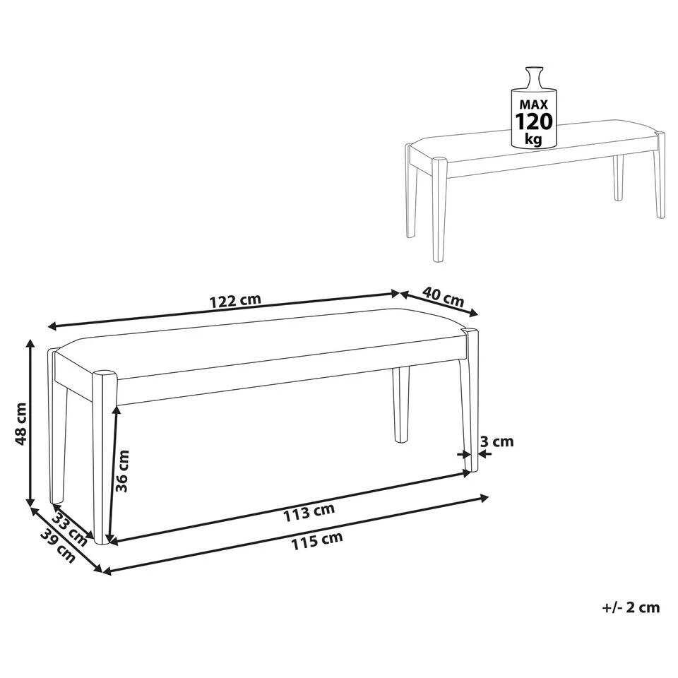 ELYRIA - Bankje - Grijs - Polyester 6 ELYRIA - Bankje - Grijs - Polyester - Afbeelding 4