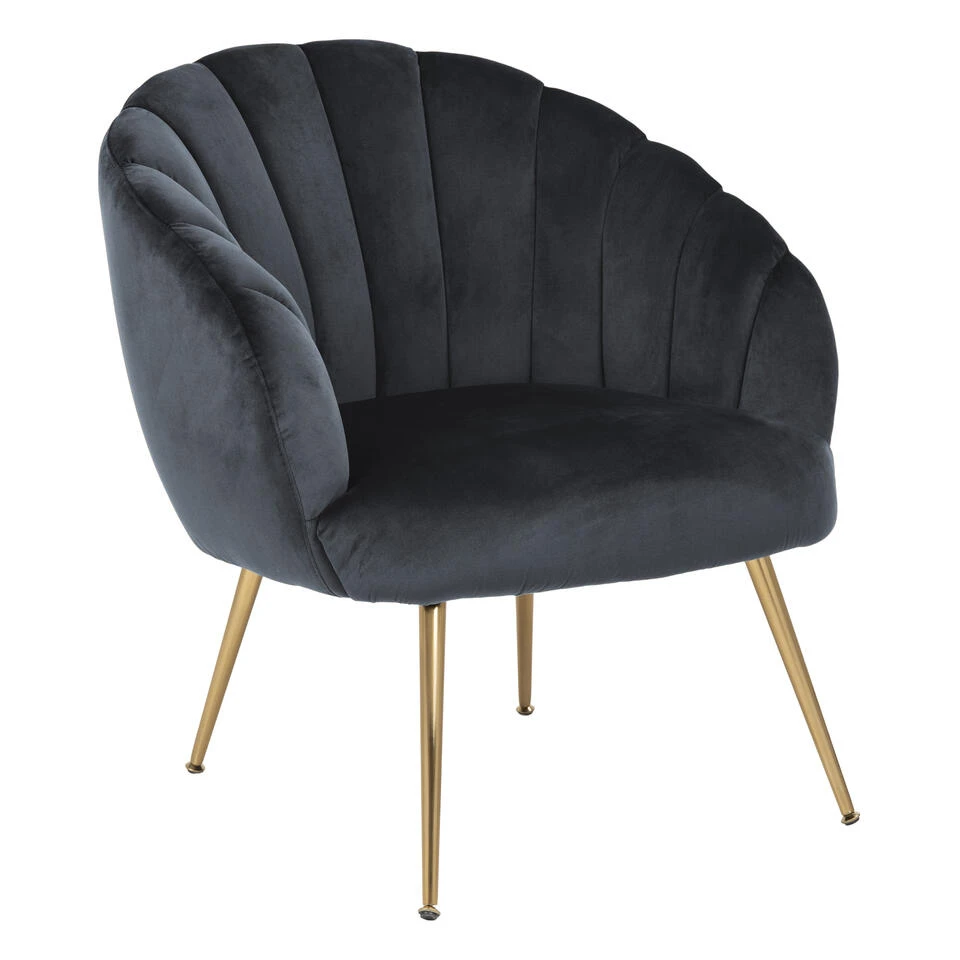 Sohome Fauteuil Garrick - Velvet - Dark Grey/Gold 4 Sohome Fauteuil Garrick - Velvet - Dark Grey/Gold - Afbeelding 2