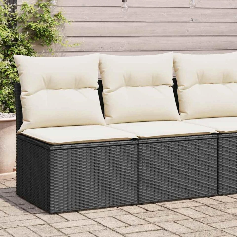 VidaXL Loungebank 2 Zits Met Crème Kussens Poly Rattan - Zwart 110x62x69 Cm 4 VidaXL Loungebank 2 Zits Met Crème Kussens Poly Rattan - Zwart 110x62x69 Cm - Afbeelding 2