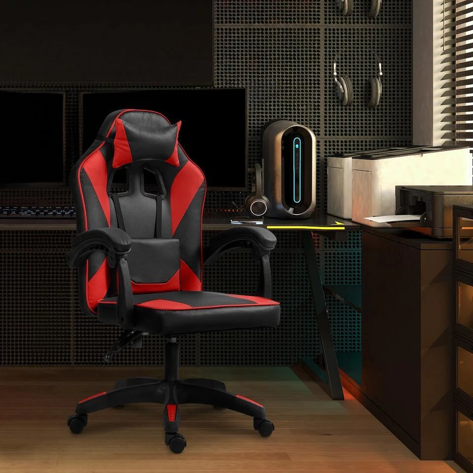 CLP Bureaustoel Orkney Zwart Frame - Kunststof - Zwart/rood 5 CLP Bureaustoel Orkney Zwart Frame - Kunststof - Zwart/rood - Afbeelding 3