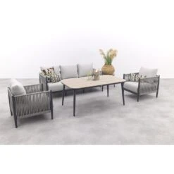 GI Diamo Stoel/bank Lounge-diningset (4-delig) - Carbon Black/Zand -Meubelpromotie 7ee846c3b34c48ed91ce51015c23267e