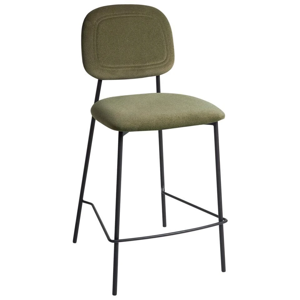 DUETTE - Barkruk Set Van 2 - Olijfgroen - Fluweel 7 DUETTE - Barkruk Set Van 2 - Olijfgroen - Fluweel - Afbeelding 5