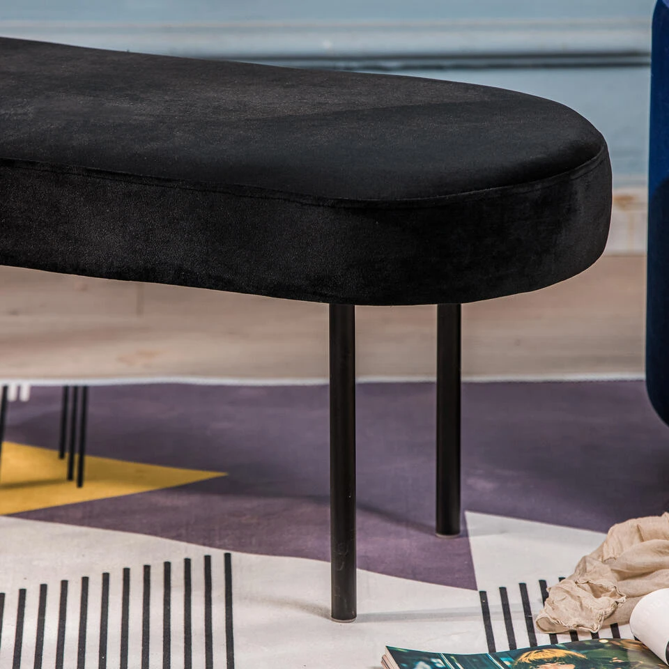 Metalen Bank Met Zwarte Fluwelen Bekleding 6 Metalen Bank Met Zwarte Fluwelen Bekleding - Afbeelding 4