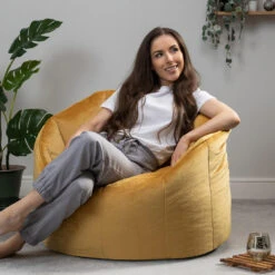 Icon Zitzak En Poef Sirena - Zitzak Velvet - Geel -Meubelpromotie 80fe810e109042c8a0fb6b45798d507d