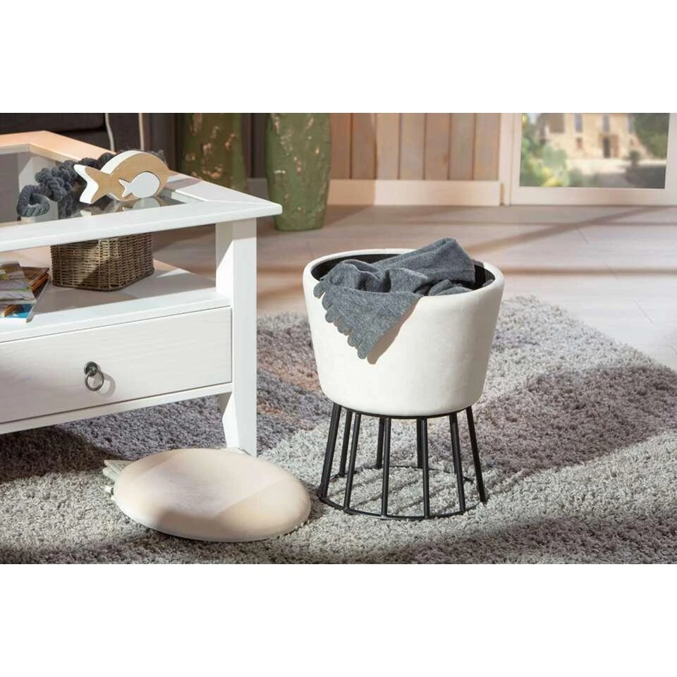 Kruk Ireen - Wit/zwart - 42x34x34 Cm 10 Kruk Ireen - Wit/zwart - 42x34x34 Cm - Afbeelding 8