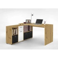 Hoekbureau Lex - Eikenkleur/wit - 136x68x75 Cm 8 Hoekbureau Lex - Eikenkleur/wit - 136x68x75 Cm -Meubelpromotie 81025638 0011
