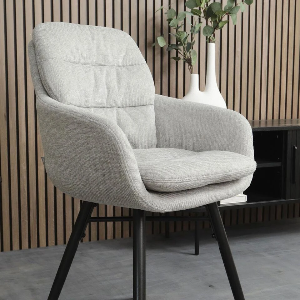 Nolon Nena-Mia Eetkamerstoel Grijs - Armleuning - Zwarte Houten Poten 12 Nolon Nena-Mia Eetkamerstoel Grijs - Armleuning - Zwarte Houten Poten - Afbeelding 10