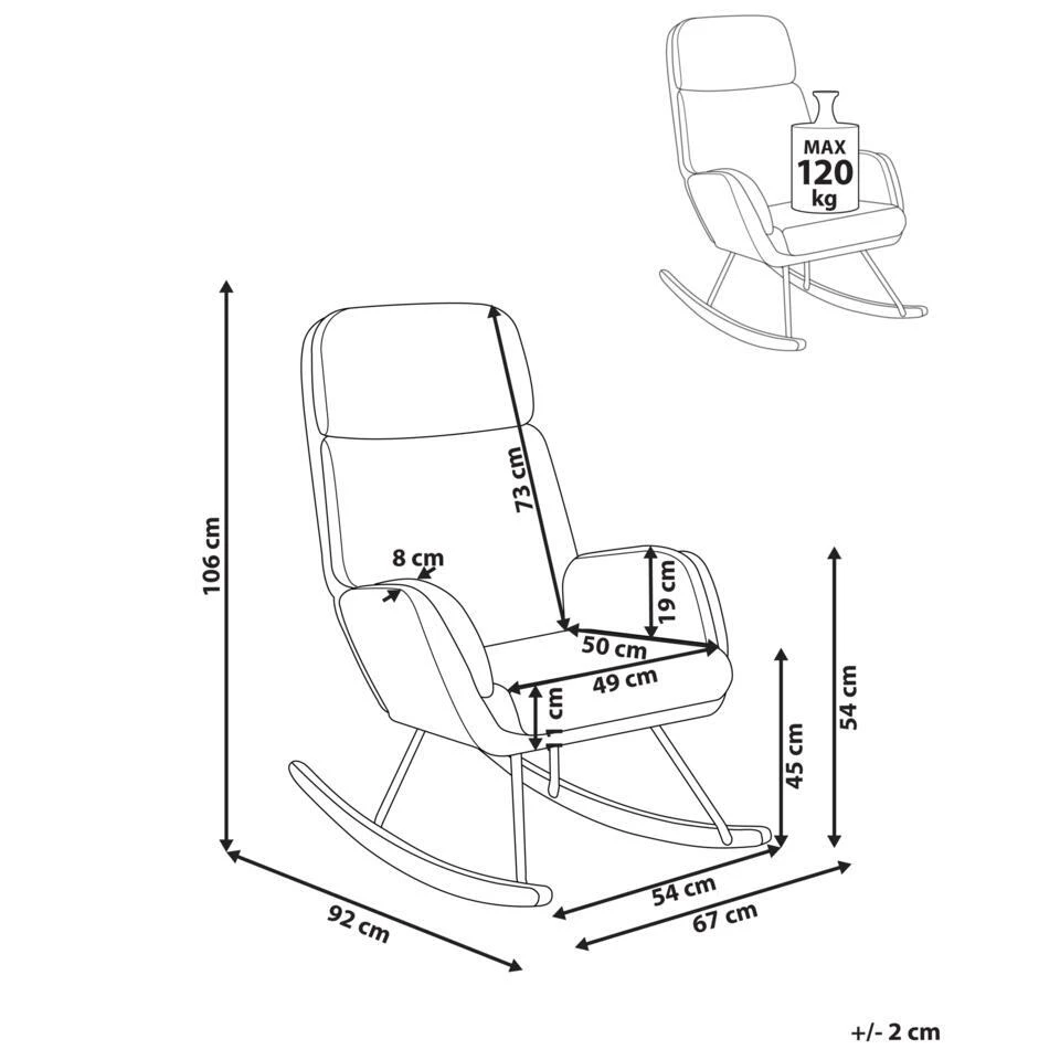 KVELIA - Schommelstoel - Taupe - Polyester 6 KVELIA - Schommelstoel - Taupe - Polyester - Afbeelding 4