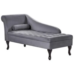 PESSAC - Chaise Longue - Donkergrijs - Linkerzijde - Fluweel -Meubelpromotie 8331d67e3f92480794caebd2ec70149b