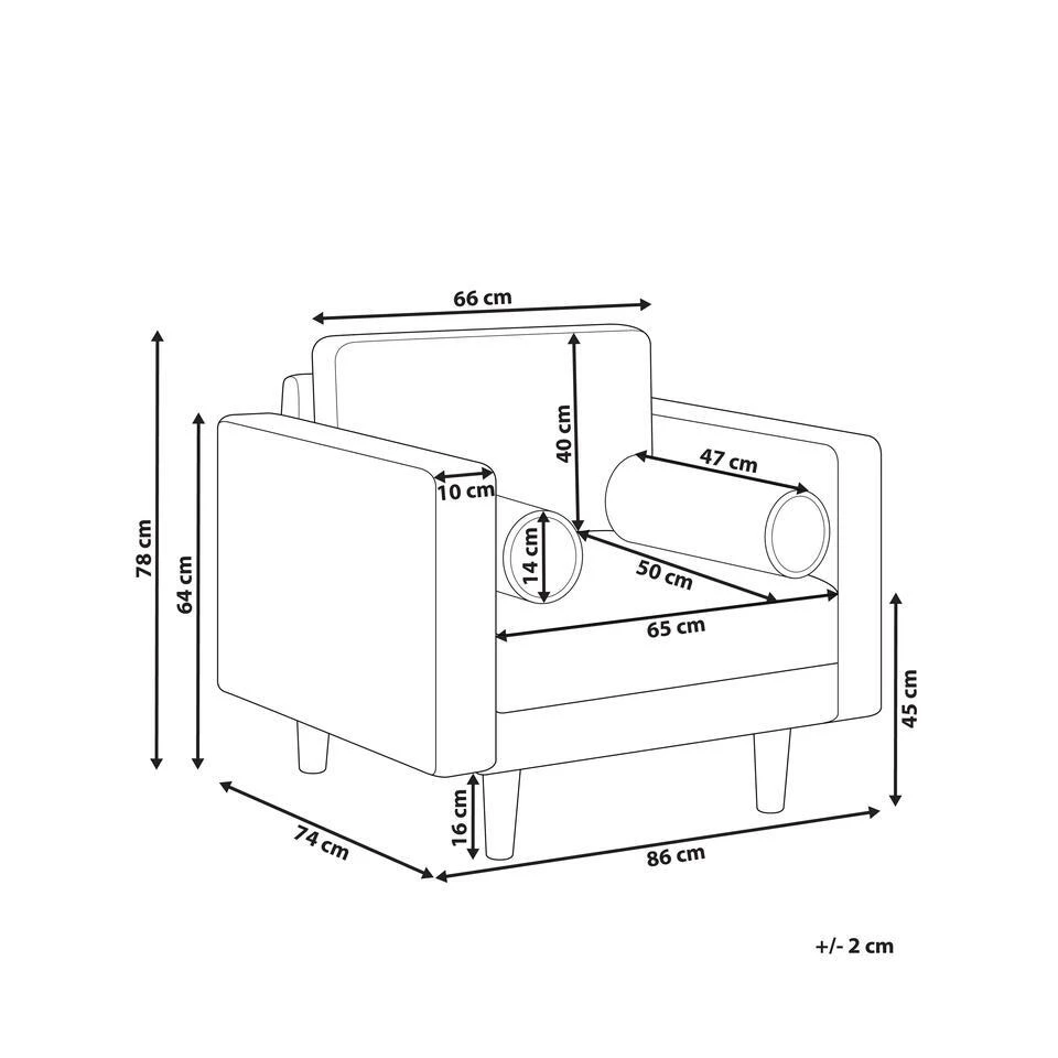 NURMO - Fauteuil - Beige - Polyester 5 NURMO - Fauteuil - Beige - Polyester - Afbeelding 3