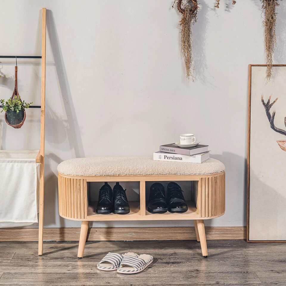 Bank Met Opbergruimte In Grenen En Witte Lussen 5 Bank Met Opbergruimte In Grenen En Witte Lussen - Afbeelding 3