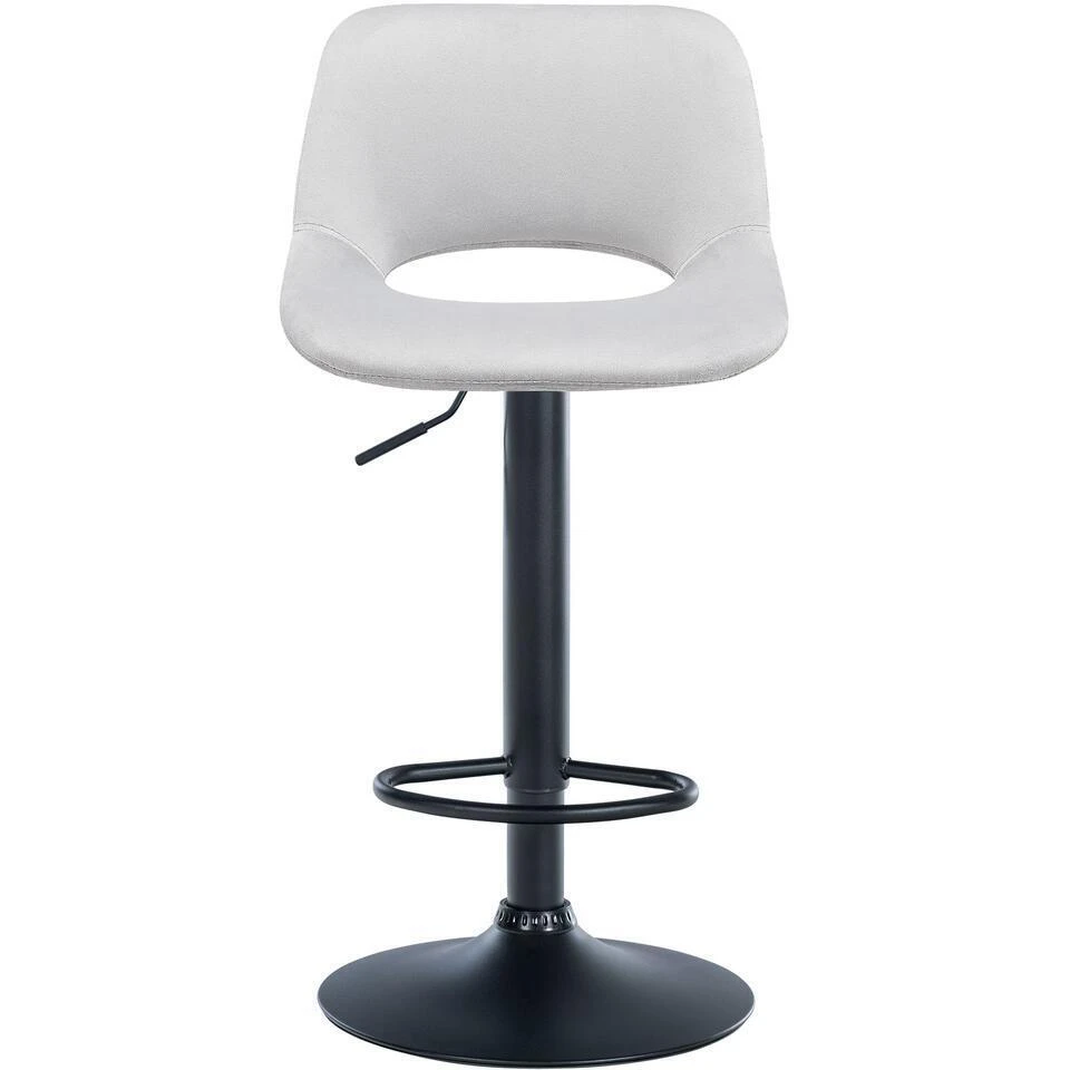 CLP Set Van 2 Barkruk Camden Mat Zwart Frame - Fluweel - Licht Grijs 7 CLP Set Van 2 Barkruk Camden Mat Zwart Frame - Fluweel - Licht Grijs - Afbeelding 5