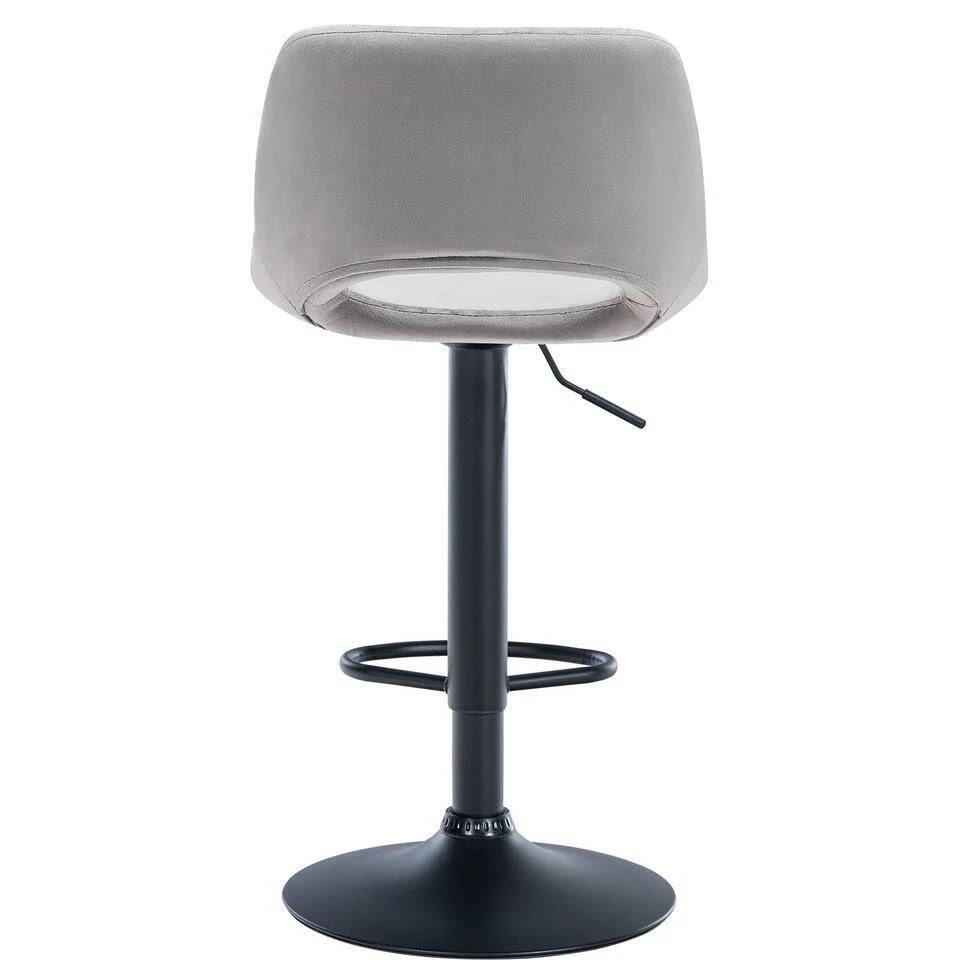 CLP Set Van 2 Barkruk Camden Mat Zwart Frame - Fluweel - Licht Grijs 6 CLP Set Van 2 Barkruk Camden Mat Zwart Frame - Fluweel - Licht Grijs - Afbeelding 4