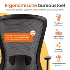 Goliving Ergonomisch Bureaustoel - Verstelbaar - Op Wieltjes - Zwart -Meubelpromotie 85c381b411b0438b887e911f6db692ca