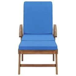 VidaXL Ligbed Met Kussen Massief Teakhout Blauw -Meubelpromotie 866ce87e83ee49369b1b71f95a368038