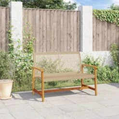 VidaXL - Tuinbank - Beige - Poly Rattan En Acaciahout Beige - 112 Cm -Meubelpromotie 8e3bf3ed6ab24368bf23eca99b90b2c3