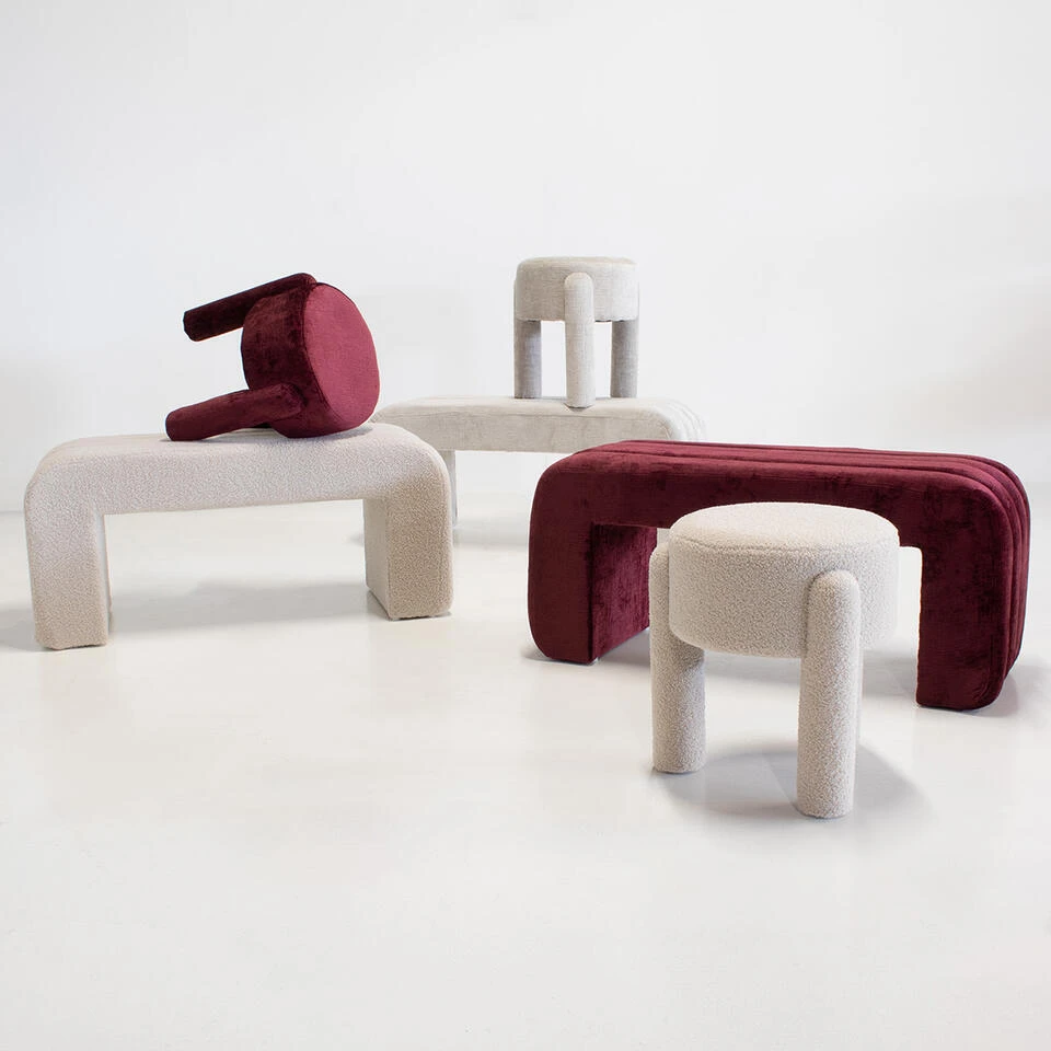 Halbankje Beige Stof - 99x38x46cm - Sera 8 Halbankje Beige Stof - 99x38x46cm - Sera - Afbeelding 6