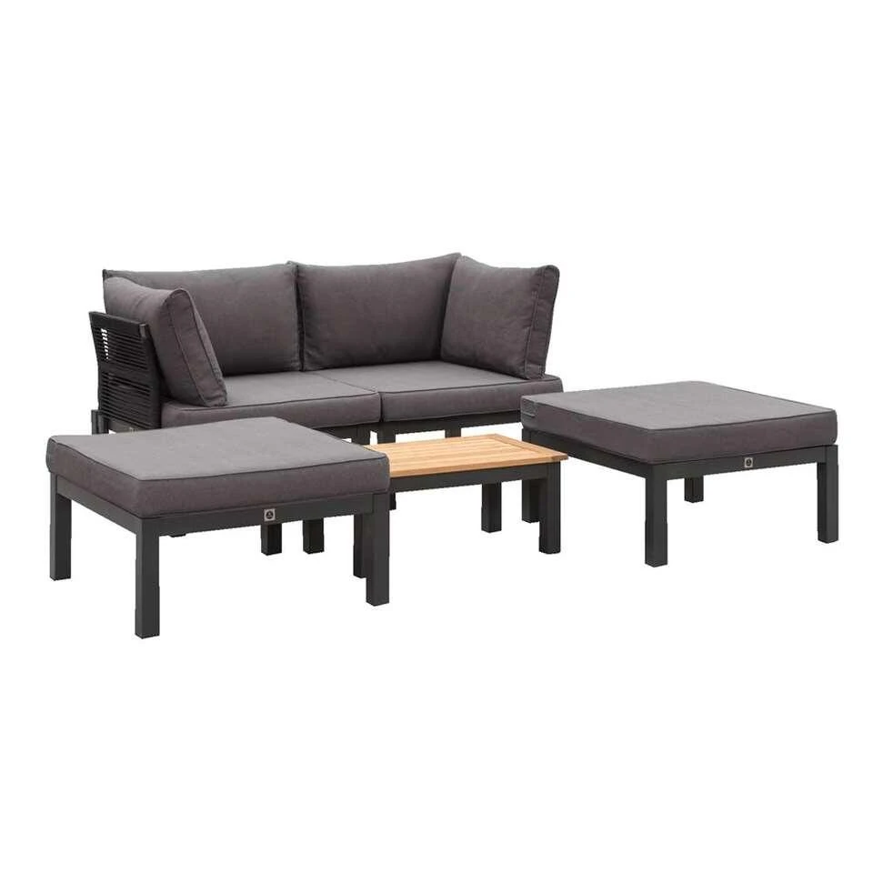 Le Sud Modulaire Loungeset Ardeche Met Kussens Brest - Grijs - 5-delig 3 Le Sud Modulaire Loungeset Ardeche Met Kussens Brest - Grijs - 5-delig