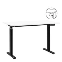 Bureau Homeworx Zit/sta Handmatig Verstelbaar – Wit/zwart - 75/118x120x70 Cm