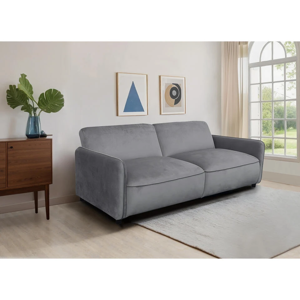 Alicia - Slaapbank 3-zits In Antraciet Fluweel 4 Alicia - Slaapbank 3-zits In Antraciet Fluweel - Afbeelding 2