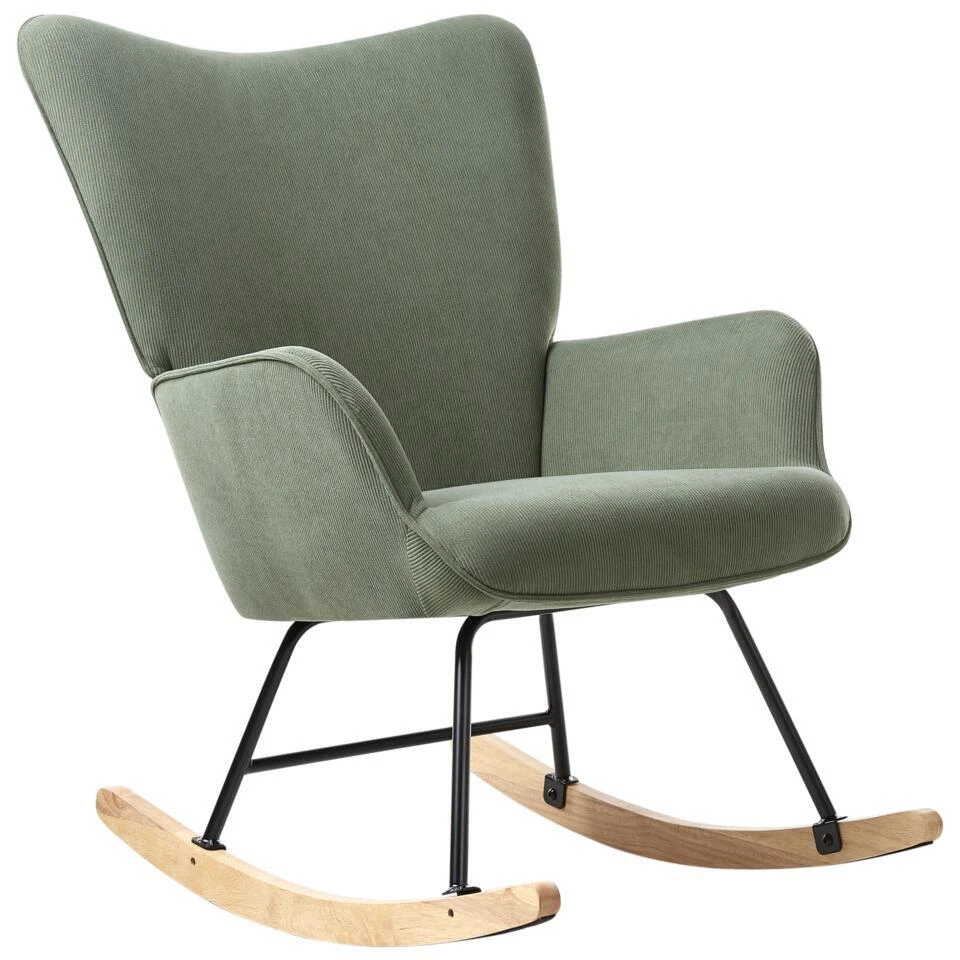 ARSET - Schommelstoel - Donkergroen - Bouclé 7 ARSET - Schommelstoel - Donkergroen - Bouclé - Afbeelding 5