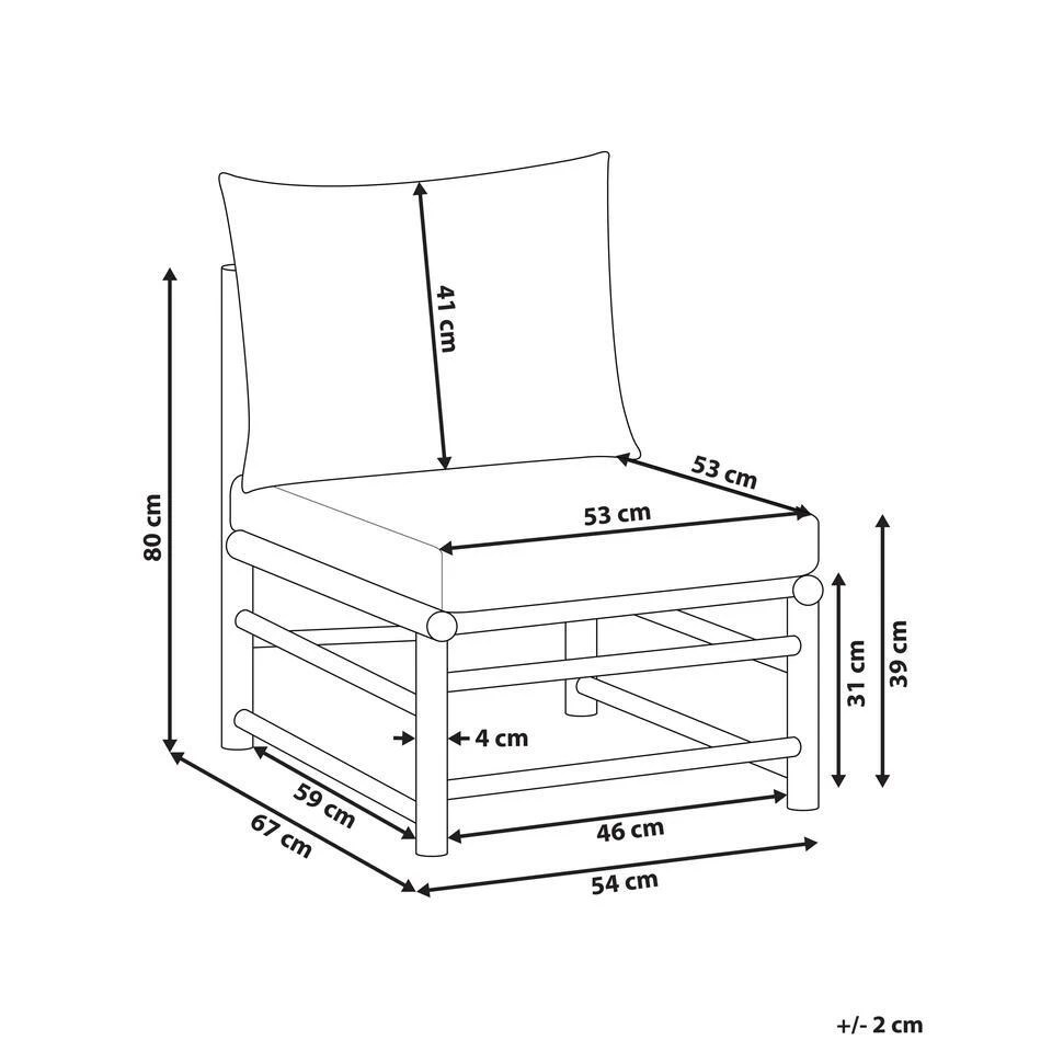CERRETO - 1-zits Module - Taupe - Bamboe 5 CERRETO - 1-zits Module - Taupe - Bamboe - Afbeelding 3