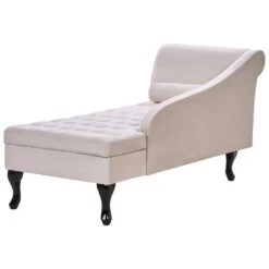 PESSAC - Chaise Longue - Beige - Linkerzijde - Fluweel -Meubelpromotie 94c1365a38584285807c53025bfbddd7