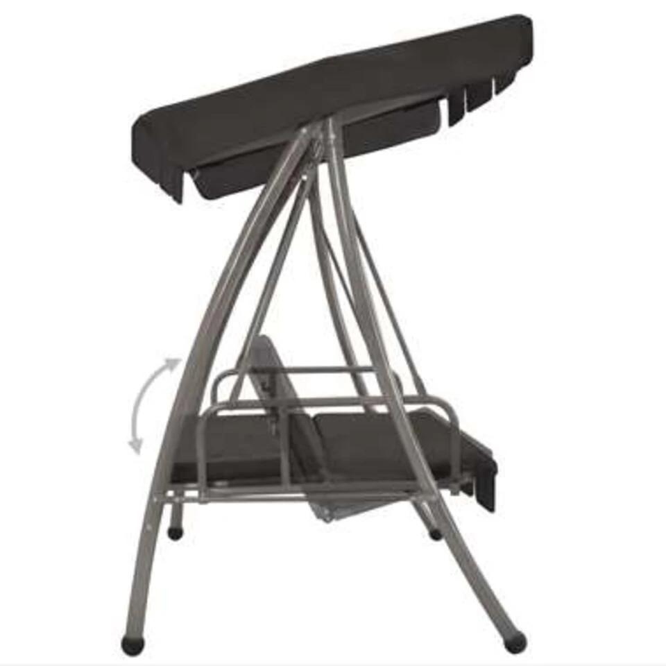 VidaXL Schommelbank Voor Buiten Met Dak 192x118x175 Cm Staal Antraciet 5 VidaXL Schommelbank Voor Buiten Met Dak 192x118x175 Cm Staal Antraciet - Afbeelding 3