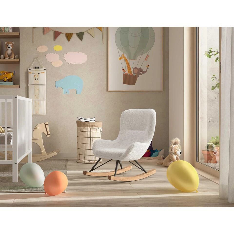 Kinderschommelstoel Rocky - 66x56x69 Cm - Bouclé/wit 4 Kinderschommelstoel Rocky - 66x56x69 Cm - Bouclé/wit - Afbeelding 2