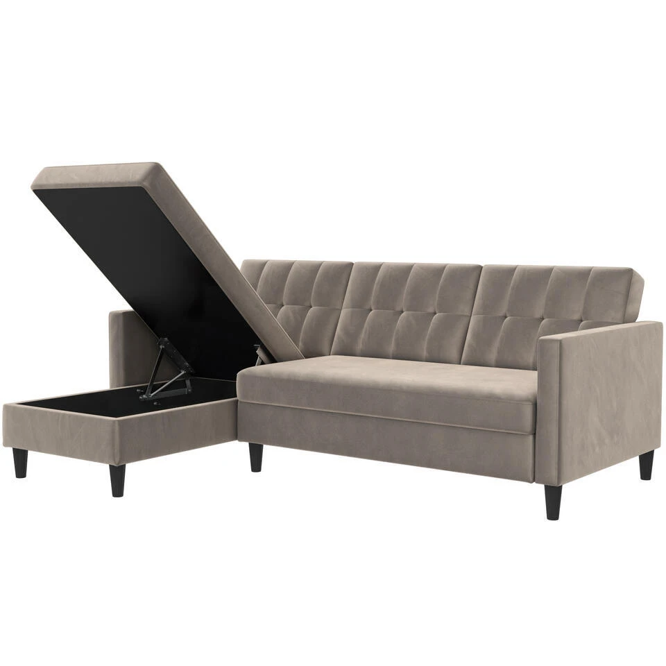 Hartford - 3-zits Slaapbank In Taupe Fluweel 7 Hartford - 3-zits Slaapbank In Taupe Fluweel - Afbeelding 5