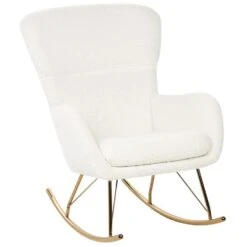 ANASET - Schommelstoel - Wit/Goud - Bouclé -Meubelpromotie 9829b3e7ce1b47fd915248261d0a08eb