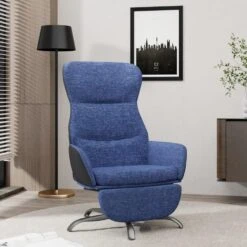 VidaXL Relaxstoel Met Voetensteun Stof Blauw -Meubelpromotie 9b3b1b5f85804d9e8cd1ac61580cd382