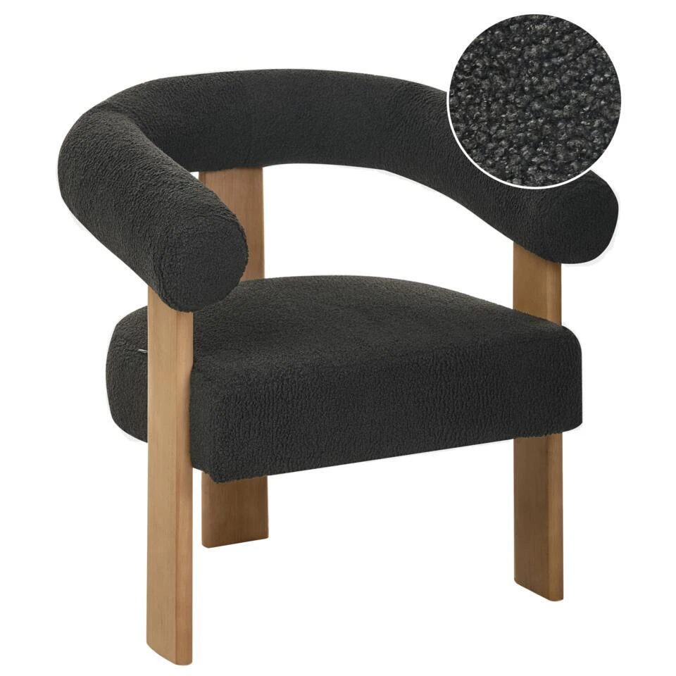 ILBRO - Fauteuil - Zwart/Donkerbruin - Bouclé 5 ILBRO - Fauteuil - Zwart/Donkerbruin - Bouclé - Afbeelding 3