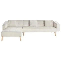 VADSO - Hoekslaapbank - Lichtbeige - Rechterzijde - Fluweel -Meubelpromotie 9b555e71f9f1421aaa76530865f74275