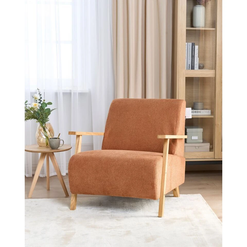 LESJA - Fauteuil - Oranje - Stof 4 LESJA - Fauteuil - Oranje - Stof - Afbeelding 2