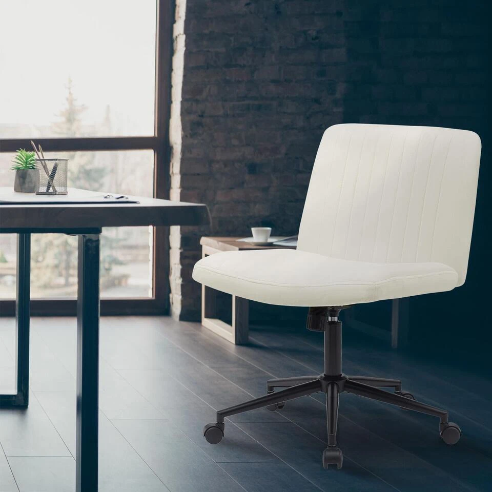 CLP Bureaustoel Kingman Zwart Frame - Fluweel - Creme 9 CLP Bureaustoel Kingman Zwart Frame - Fluweel - Creme - Afbeelding 7