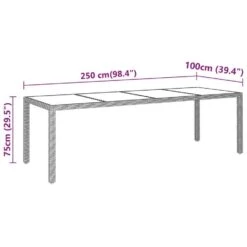 VidaXL - Tuintafel - Grijs - Gehard Glas En Poly Rattan - 250x100x75 Cm 11 VidaXL - Tuintafel - Grijs - Gehard Glas En Poly Rattan - 250x100x75 Cm -Meubelpromotie a10d35a06d0e4545a1a451d4604bb2a1