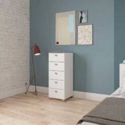 Ladekast Liva 5 Lades - Kronberg Eik/mat Wit -Meubelpromotie a1b7babe7c7e46beb9076f4cb4d058aa