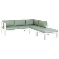 MESSINA - Loungeset Voor 5 - Wit/Groen - Aluminium -Meubelpromotie a3b9298f55ef4339a0c7ab61d1dcf669