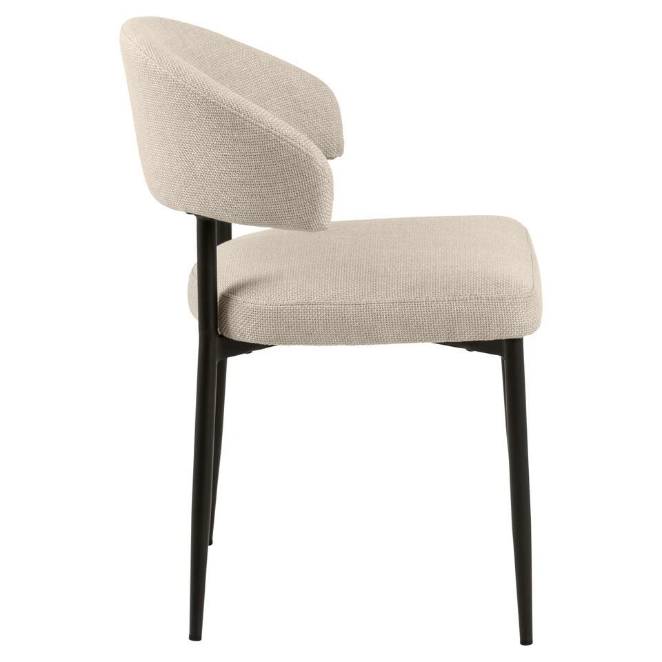 Eetkamerstoel Beige Stof/Metaal - Zithoogte 47,5cm - Catania - Set Van 2 6 Eetkamerstoel Beige Stof/Metaal - Zithoogte 47,5cm - Catania - Set Van 2 - Afbeelding 4