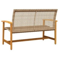 VidaXL - Tuinbank - Beige - Poly Rattan En Acaciahout Beige - 112 Cm -Meubelpromotie a626a0526e0f4c008b0e46a07f6fb174