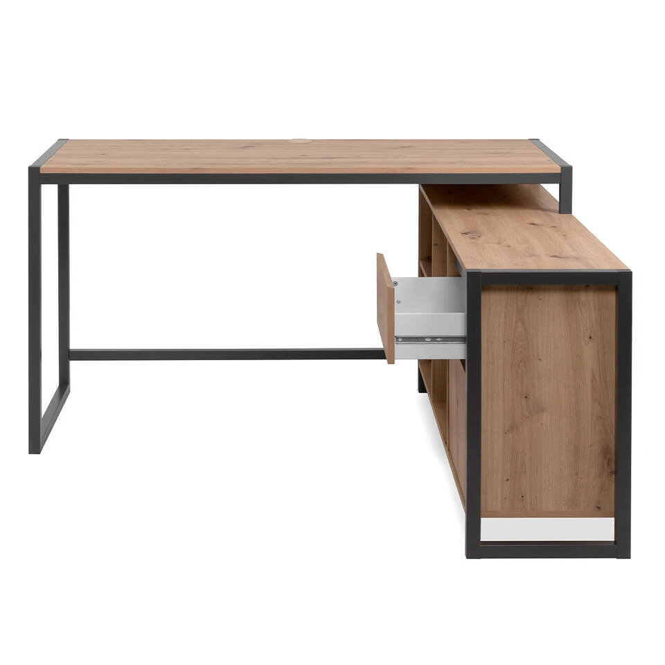 CALICOSY - Bureau PRAGUE - Licht Hout - 75x139x139 Cm 7 CALICOSY - Bureau PRAGUE - Licht Hout - 75x139x139 Cm - Afbeelding 5