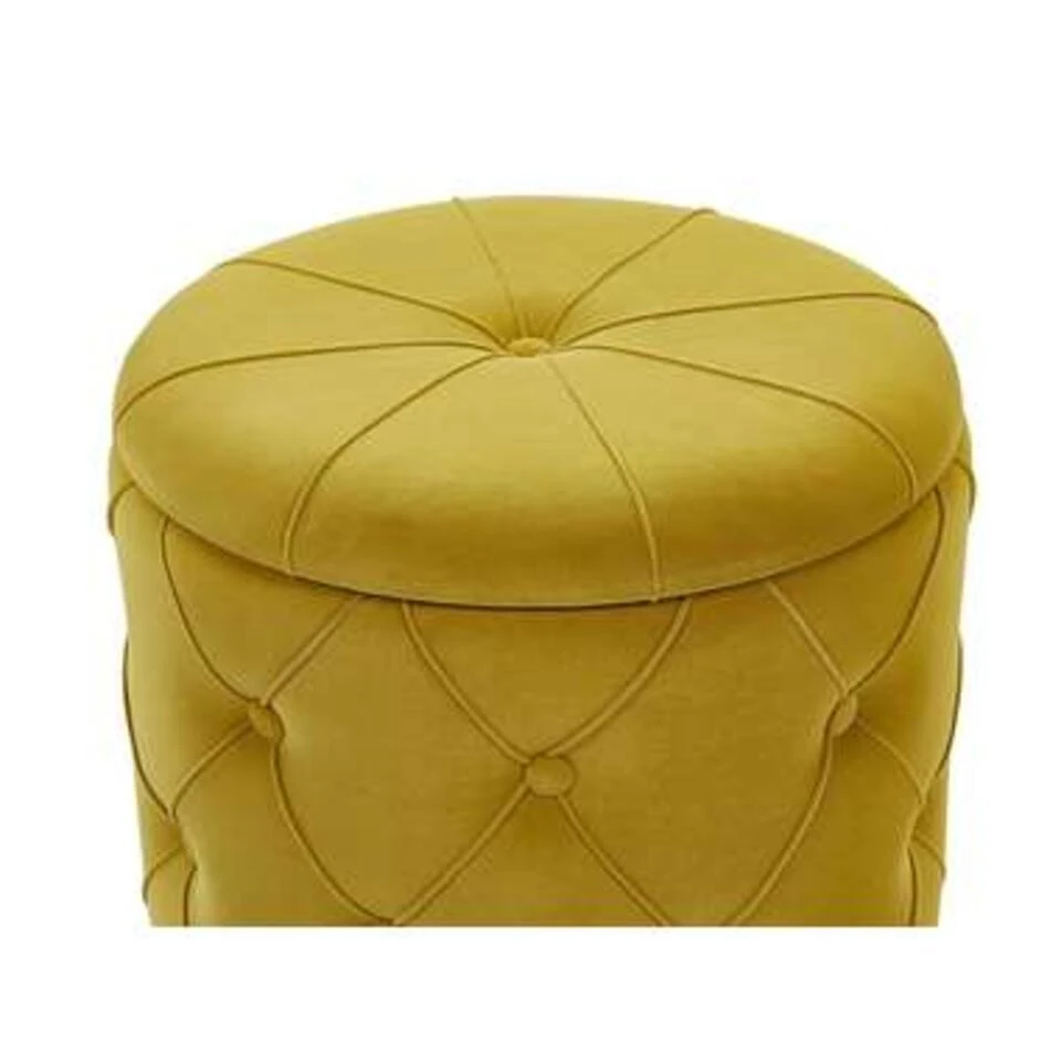 PUEBLO - Poef - Geel - 40/33 Cm - Fluweel 6 PUEBLO - Poef - Geel - 40/33 Cm - Fluweel - Afbeelding 4