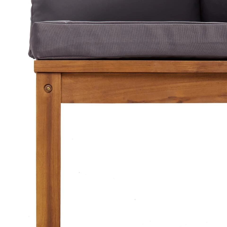 VidaXL - Loungebank - Grijs - Acaciahout - 3 Stuks - Met Kussens 14 VidaXL - Loungebank - Grijs - Acaciahout - 3 Stuks - Met Kussens - Afbeelding 12