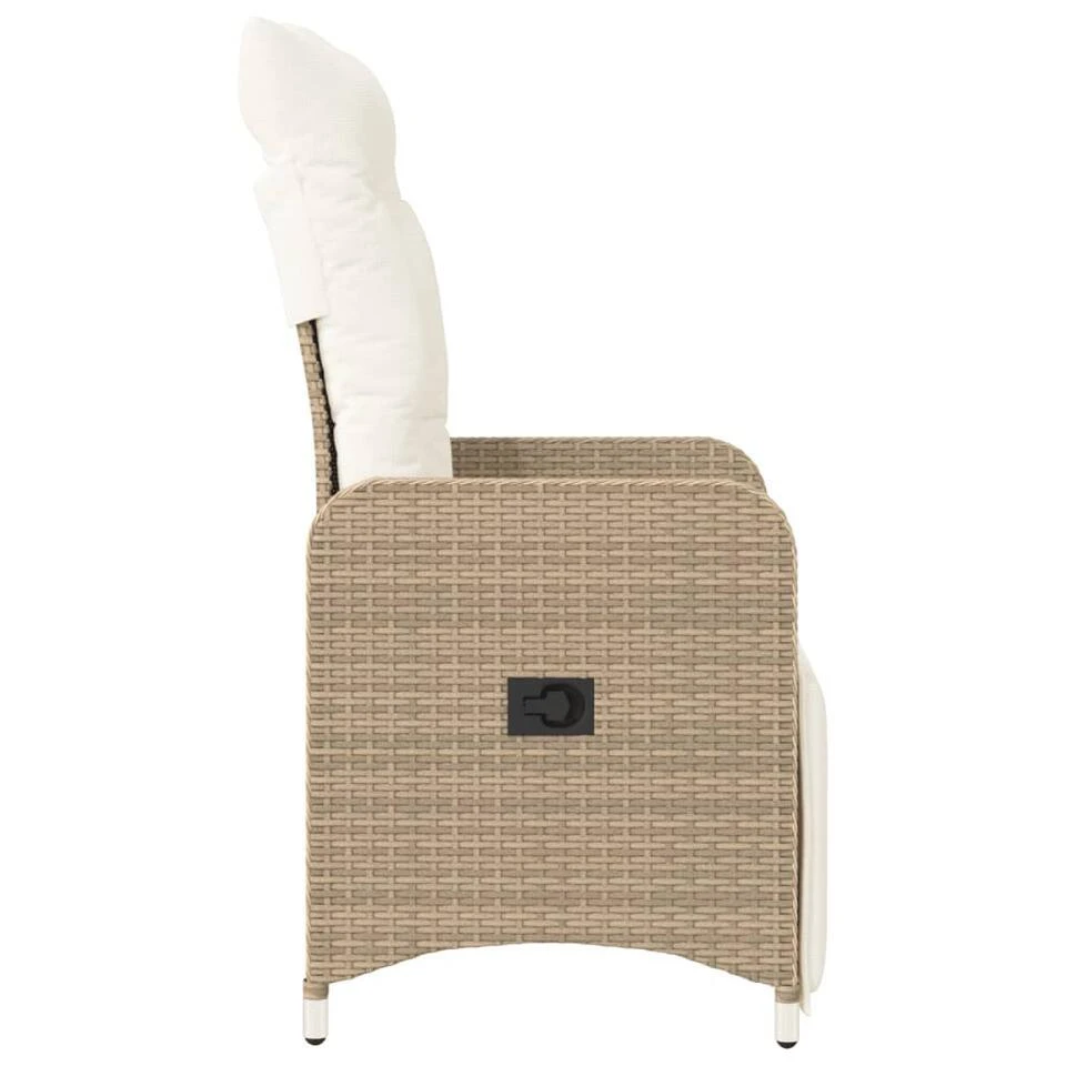 VidaXL - Verstelbare Tuinstoel Met Kussens - Beige - Poly Rattan 7 VidaXL - Verstelbare Tuinstoel Met Kussens - Beige - Poly Rattan - Afbeelding 5