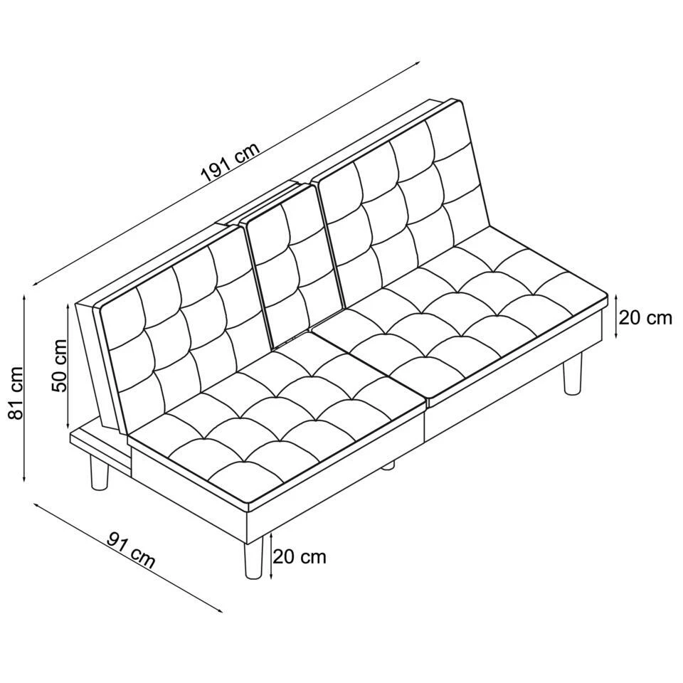 Maine - Slaapbank In Grijze Ribstof 9 Maine - Slaapbank In Grijze Ribstof - Afbeelding 7