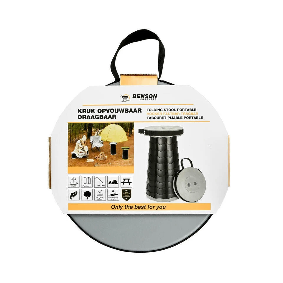 Benson Opvouwbare Kruk - Grijs - Kunststof - Inklapbare Stoel 6 Benson Opvouwbare Kruk - Grijs - Kunststof - Inklapbare Stoel - Afbeelding 4