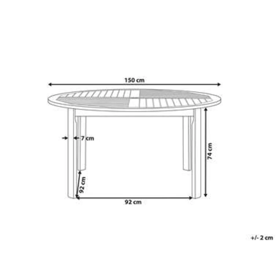 TOLVE - Tuintafel - Lichte Houtkleur - 150 X 150 Cm - Acaciahout 4 TOLVE - Tuintafel - Lichte Houtkleur - 150 X 150 Cm - Acaciahout - Afbeelding 2